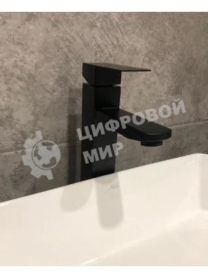 Раковина накладная со смесителем и выпуском (прямоугольная BAU Spectrum mini 47х24, белая + смеситель Hotel Black, черный, выпуск клик-клак черный)