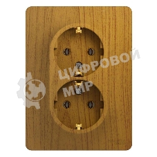 Розетка 2-м СП Glossa в сборе с заземл. в сборе дер. дуб SchE GSL000524