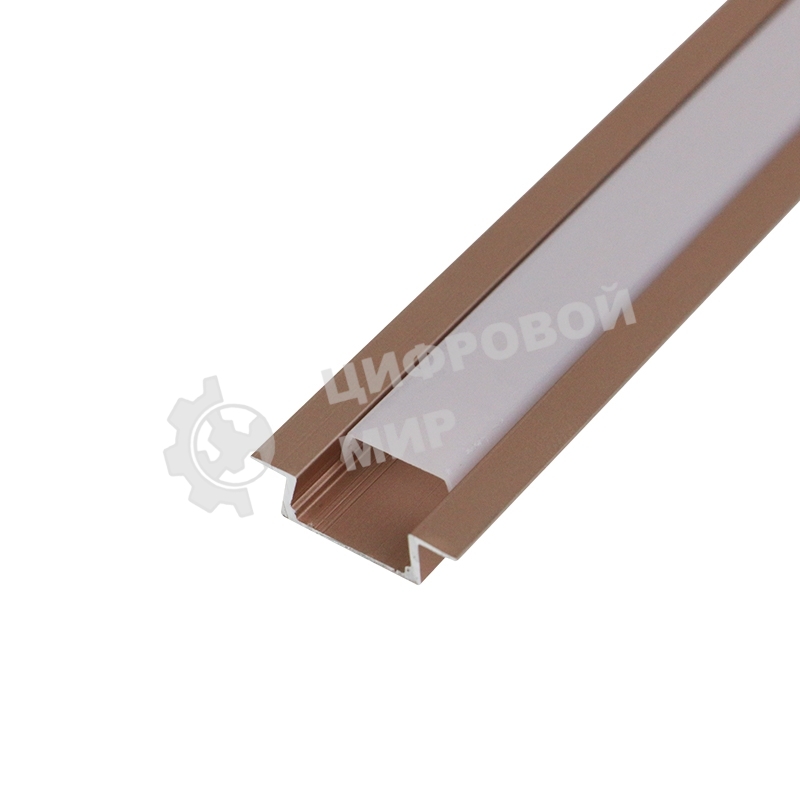 Комплект врезного алюминиевого профиля с рассеивателем Rexant 22х6 мм, 1 м, розовое золото