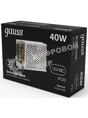 Блок питания Gauss 202003040 встраив. для лен.светод. черный