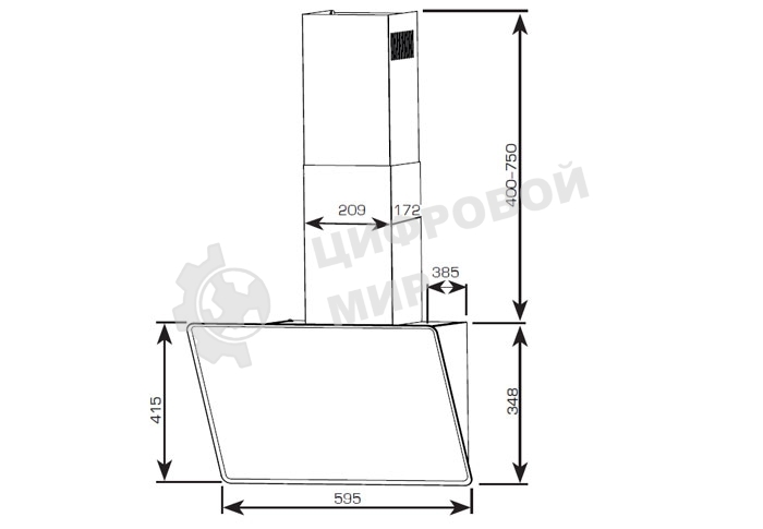 Вытяжка Centek CT-1829-60 White <наклонная> ширина 60 см, 1000 м3/час (233 Вт), 3 скор, LED, сенсор