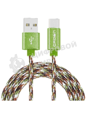 Кабель Crown USB - USB Type-C CMCU-3092C military