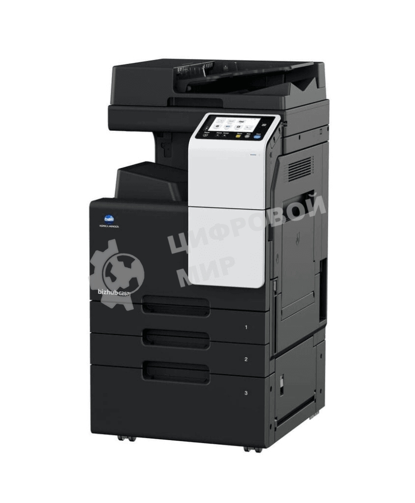 МФУ лазерное Konica Minolta Bizhub C257i (ACVD021), A3, цветной, печ. 25 стр/мин (A4) 12 стр/мин (A3), скан. до 55 стр/мин., 1800 x 600 dpi (печать) 600 x 600 dpi (скан.), USB, Ethernet, без картриджей и автопода - установка и запуск специалистом АСЦ