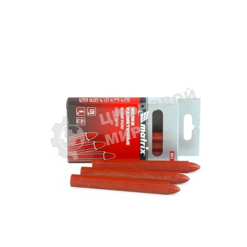 Мелки Matrix разметочные восковые красные, 120 мм, коробка 6 шт