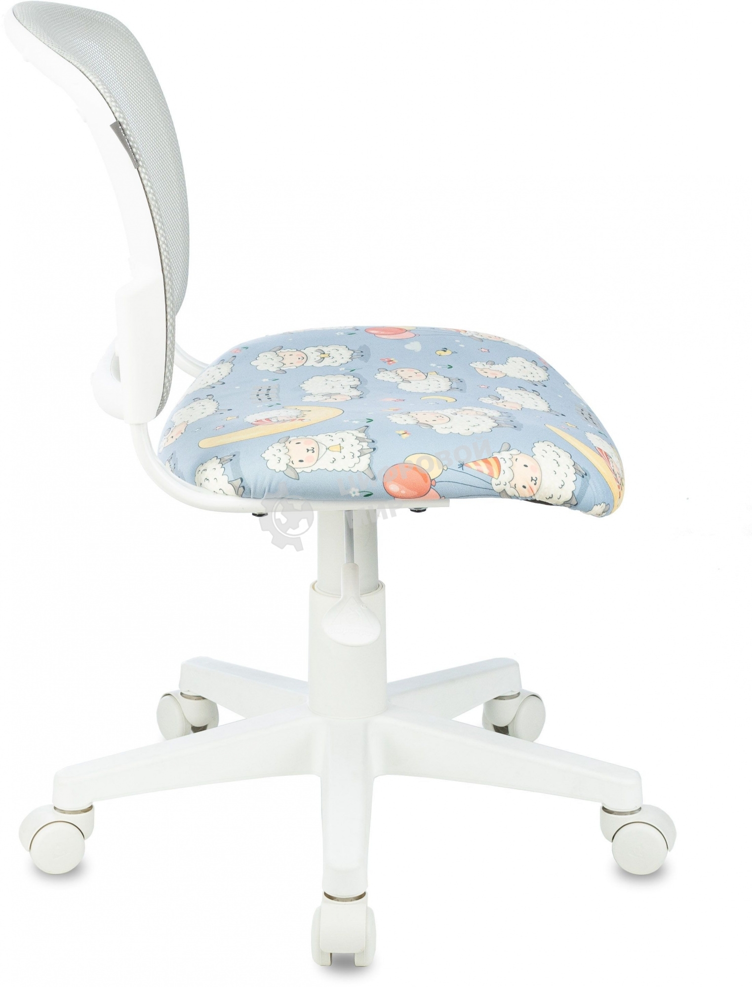 Кресло детское Бюрократ CH-W296NX TW-02 светло-серый овечки, сетка/ткань, крестов. пластик, пластик белый