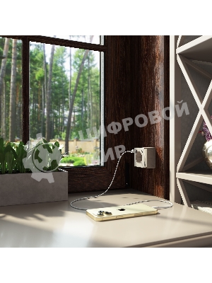 Розетка с заземлением, шторками и USB тип A+C Gallant (шампань рифленый)