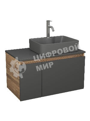 Комплект: тумба Bau Dream Blackwood графит 80, раковина BAU Cerama 48х37, темно-серая, смеситель Hotel Dream, нерж сталь