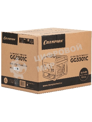 ГенераторCHAMPION GG3301C (2,8/3,1кВт 6лс 15л46кг высокий пусковой ток, 7кВт), шт