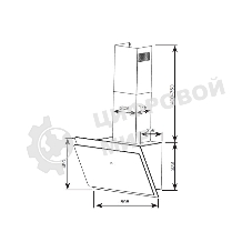 Вытяжка Centek CT-1830-60 Black <наклонная> ширина 60 см, 1000 м3/час (233 Вт), 3 скор, LED, сенсор