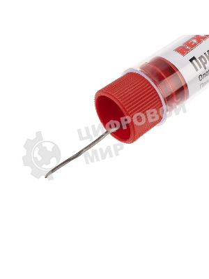 Припой без канифоли ПОС-90 Rexant, 10 г, Ø1.0 мм, (олово 90%, свинец 10%), колба