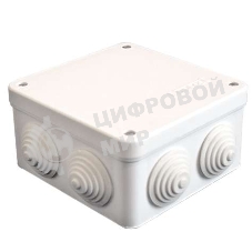 Коробка распределительная ОП 105х105х56 7 выходов 4 гермоввода IP54 крышка на винтах бел. Epplast 110041