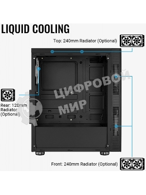 Компьютерный корпус Aerocool/Formula Python (3xUSB, 2xAudio, 0.5 мм,2x200 мм FAN, прозрачная стенка-закаленное стекло, ATX, без БП)