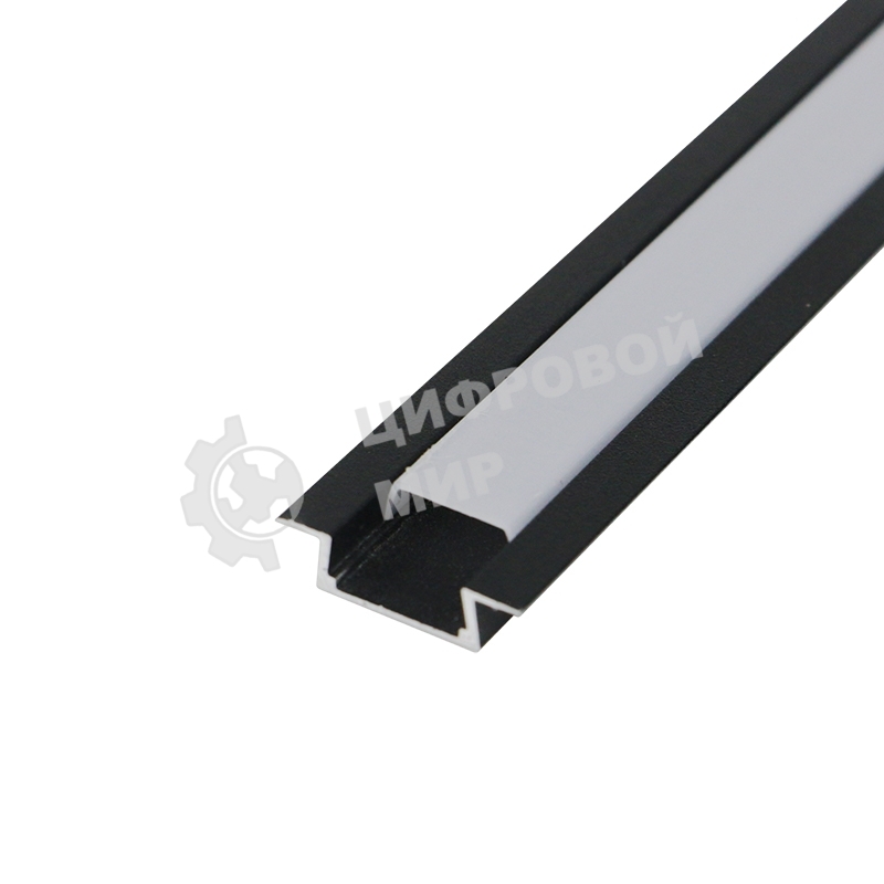 Комплект врезного алюминиевого профиля с рассеивателем Rexant 22х6 мм, 1 м, черный