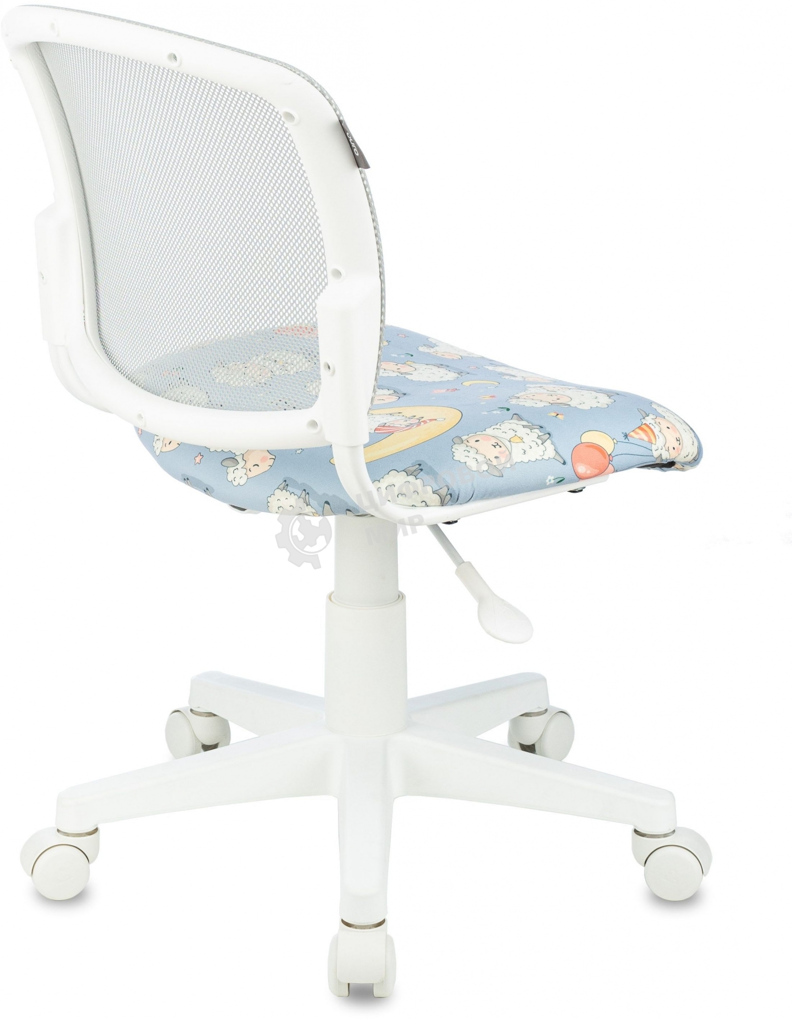 Кресло детское Бюрократ CH-W296NX TW-02 светло-серый овечки, сетка/ткань, крестов. пластик, пластик белый