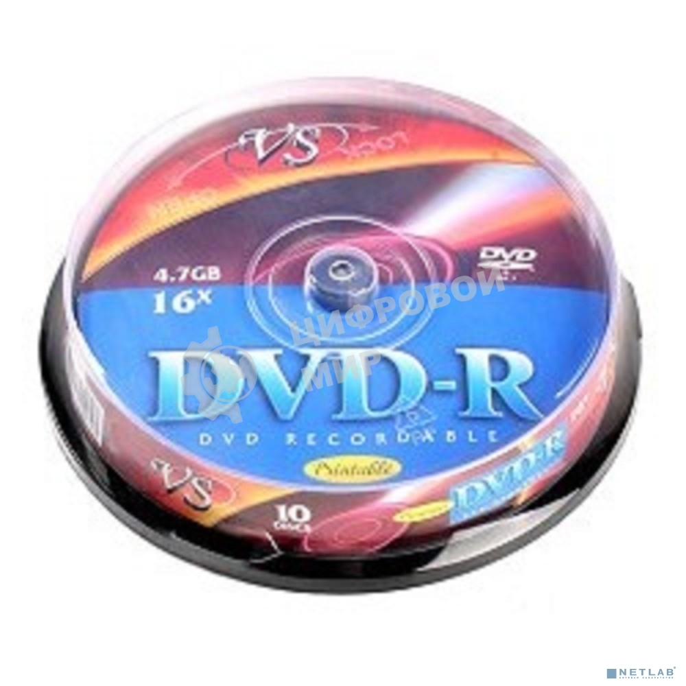 Диск DVD-R VS 4.7 Gb, 16x, Cake Box (10), (10/250).