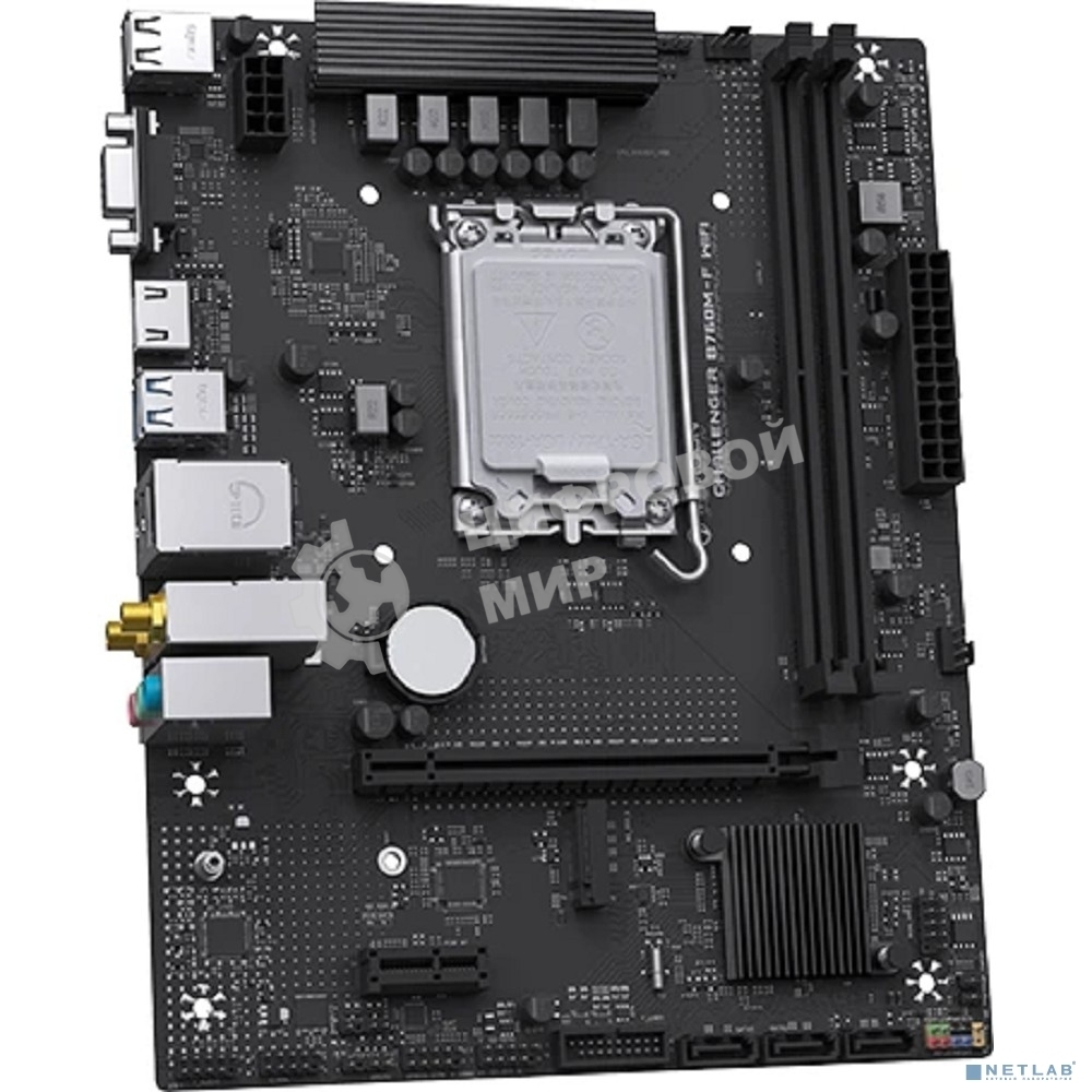 Материнская плата Maxsun MS-Challenger B760M-F WIFI (Socket 1700, mATX, 2*DDR4(64Gb), VGA/HDMI, 3xSATA3, 1*M.2,1xPCI-E x16/1xPCI-E x1, 2*USB 2.0, 2*USB 3.2 Gen1, LAN 1*1G, Bluetooth, Wi-Fi 802.11ac, RTL)