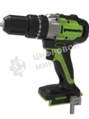 Дрель-шуруповерт GREENWORKS GD24DD60, 24 В, 0 Ач, 60 Нм, бесщеточный, ударный
