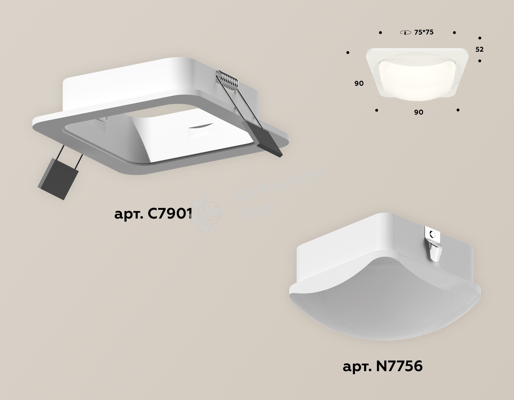 Комплект встраиваемого светильника Ambrella light XC7901014 SWH/FR белый песок/белый матовый MR16 GU5.3 (C7901, N7756)