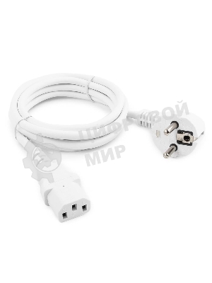 Кабель питания Gembird 1.8м, VDE(0.75мм), белый, с зазем., пакет