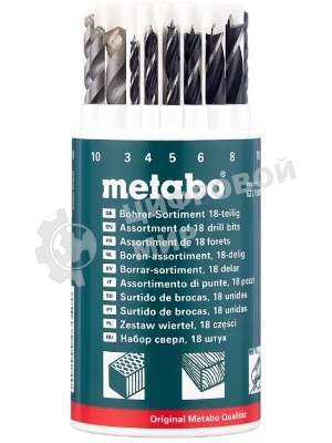 Набор 18 сверел Metabo 627190000 (камень,мет,дер 3-10 мм) пласт.кор