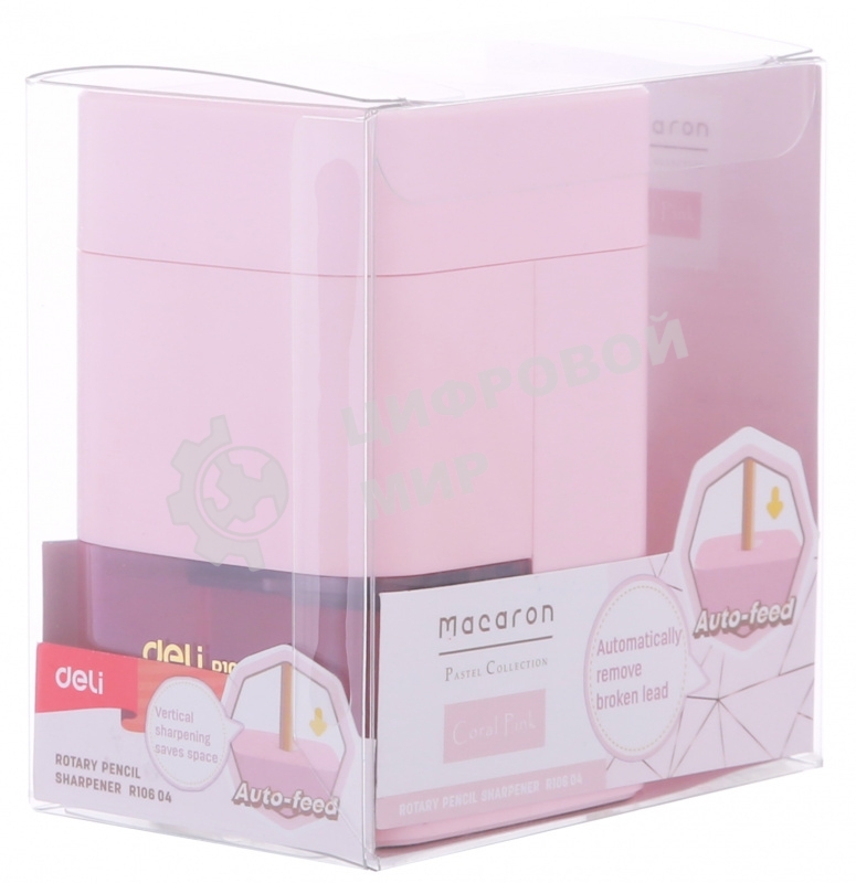 Точилка для карандашей механическая Deli ER10604 Macaron, 1 отверстие, пластик, ассорти