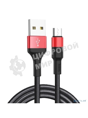 Кабель USB Micro/ HOCO HC-80220 X26/ 1m/ 2A/ Нейлон/ Black&Red
