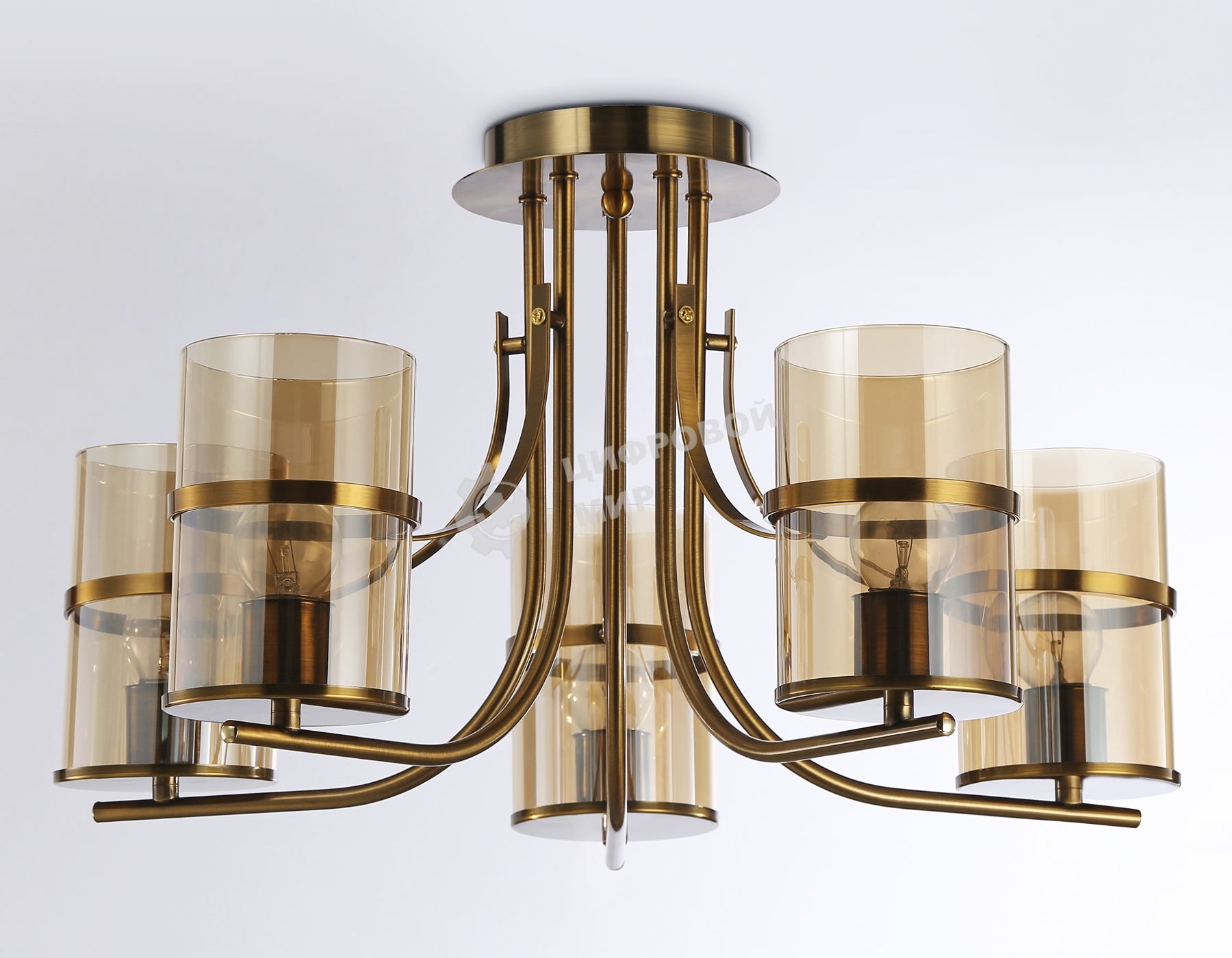 Светильник Ambrella light TR3222/5 GD/TI золото/янтарь E27*5 max 40W D540*300