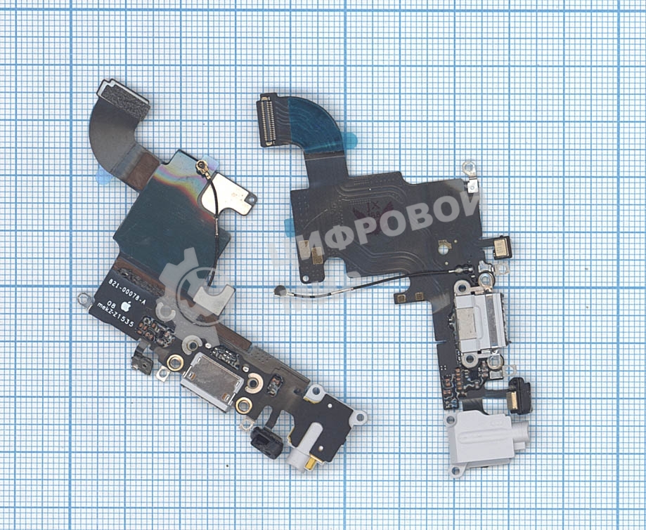 Шлейф разъема питания с аудио-разъемом для iPhone 6S серый