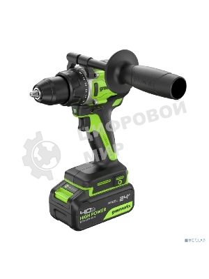 Дрель-шуруповерт аккумуляторная Greenworks GD24DD90 24V, 90 Нм, бесщеточная, 45/90Нм,1х4Ач,ЗУ,кор 3707507CUB