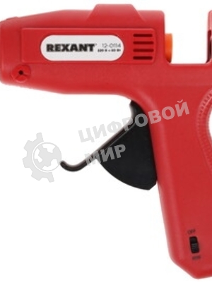 Пистолет клеевой Rexant, 60 Вт, Ø11 мм, ПРОЗРАЧНЫЙ корпус, с кнопкой, блистер