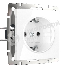 Розетка с заземлением и шторками (белый)