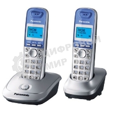 Телефон беспроводной (DECT) Panasonic KX-TG2512RUS (серебристый) Доп трубка в комплекте,АОН, Caller ID,спикерфон на трубке,полифония