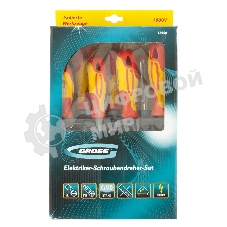 Набор отверток GROSS 12950 диэлектрических до 1000в тестер crmo двухкомпонентные рукоятки (8шт.)