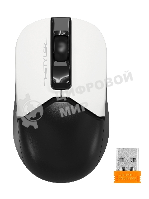 Мышь беспроводная A4Tech Fstyler FG12S белый/черный, 1200 dpi, радиоканал, USB, кнопки - 3