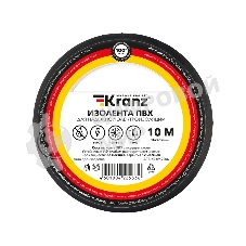 Изолента ПВХ Kranz 0.13х15 мм, 10 м, черная (10 шт./уп.)