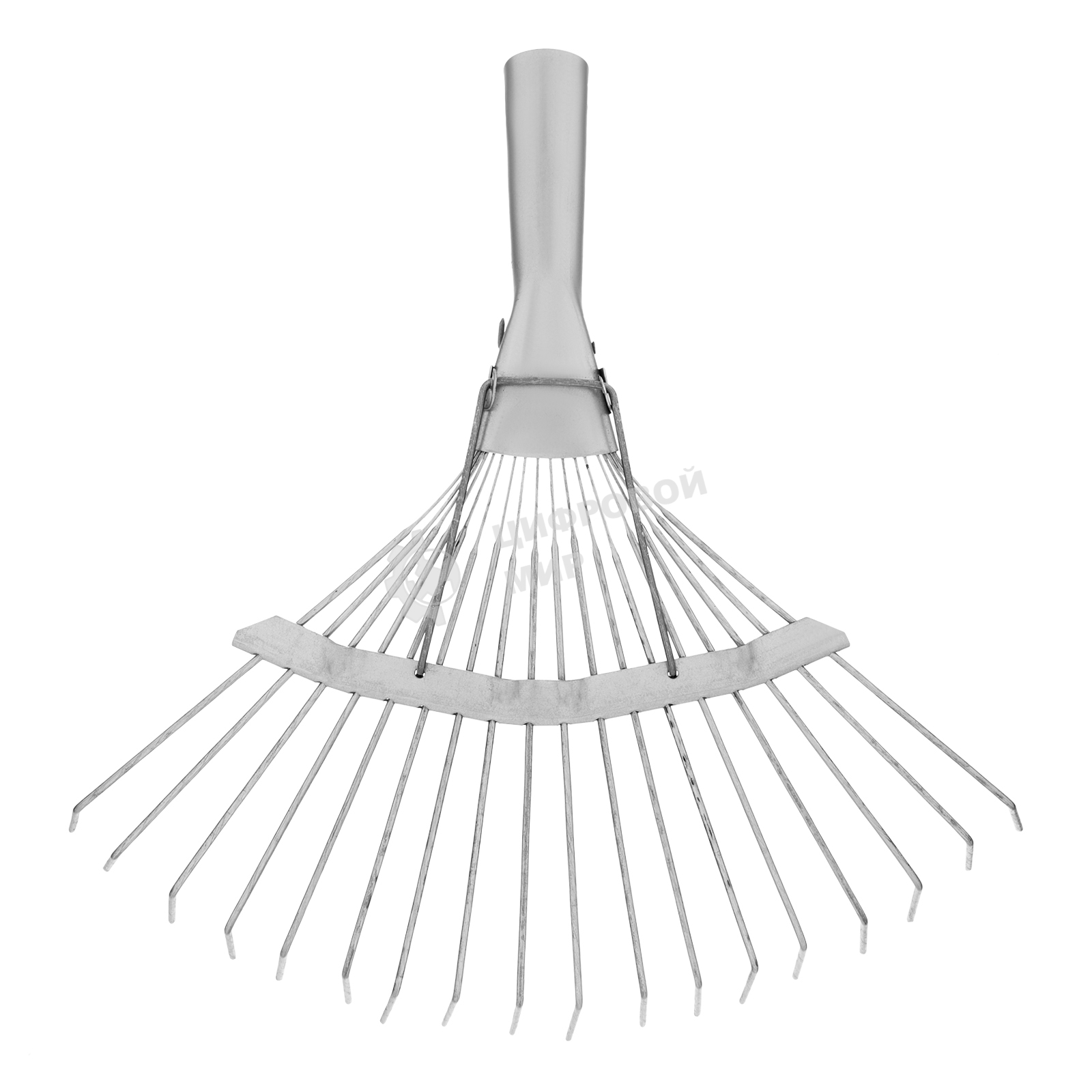 Грабли веерные стальные Сибртех 350 мм, 18 круглых зубьев, оцинкованные, без черенка