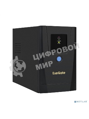 Источник бесперебойного питания ExeGate SpecialPro UNB-650.LED.AVR.1SH.2C13 650VA/360W, LED, AVR, 1*Schuko+2*C13, металлический корпус, черный