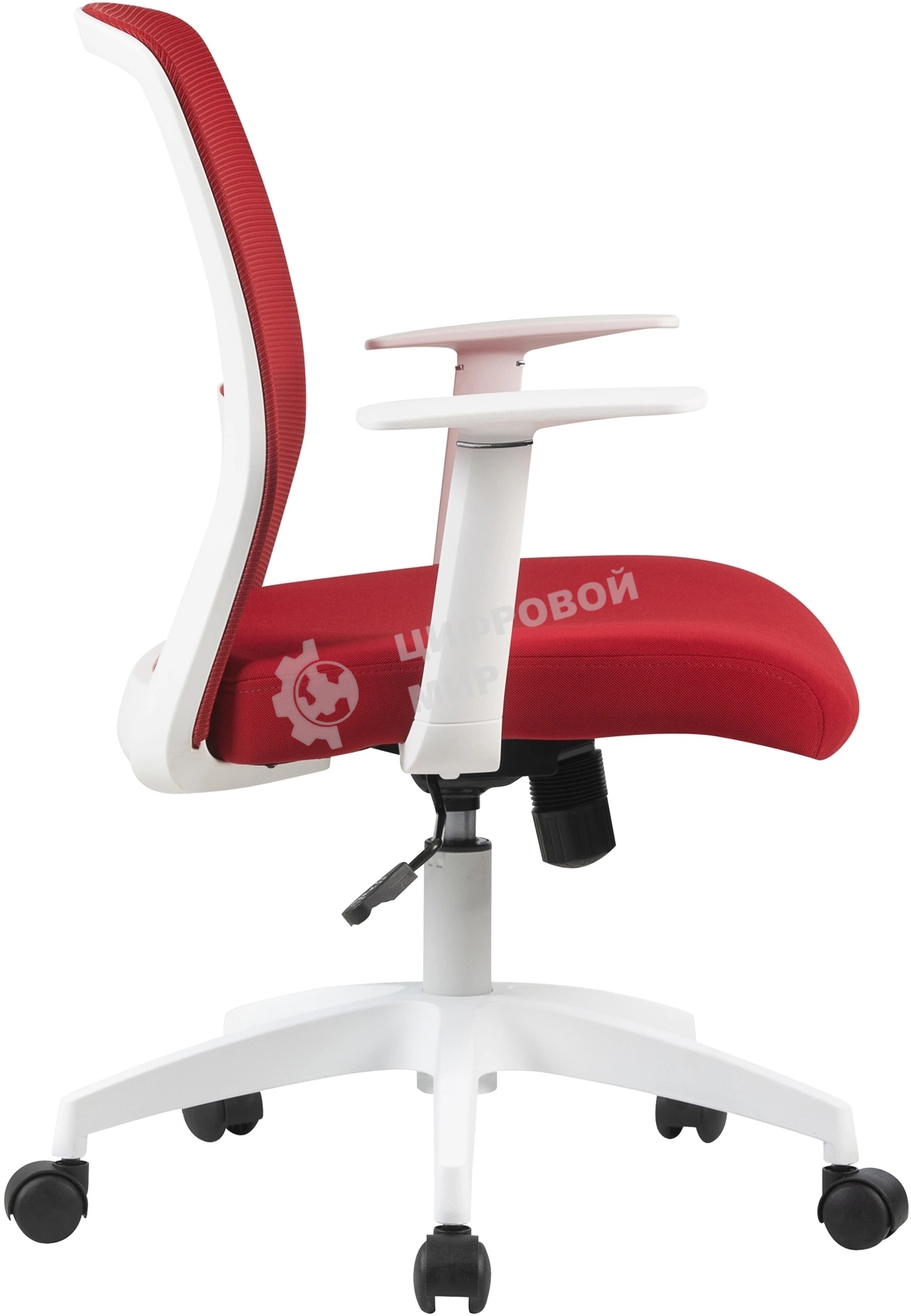 Кресло компьютерное Cactus CS-WMC333-RD темно-красный, сиденье темно-красный, сетка/ткань, низк. спин. крестов. пластик, пластик белый