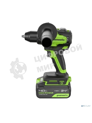 Дрель-шуруповерт аккумуляторная Greenworks GD24DD90 24V, 90 Нм, бесщеточная, 45/90Нм,1х4Ач,ЗУ,кор 3707507CUB