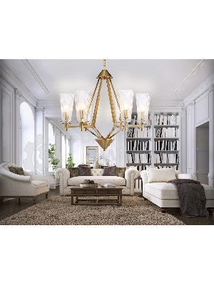 Светильник Ambrella light TR3231/6 BS/FR латунь/белый матовый E14*6 max 40W D610*585