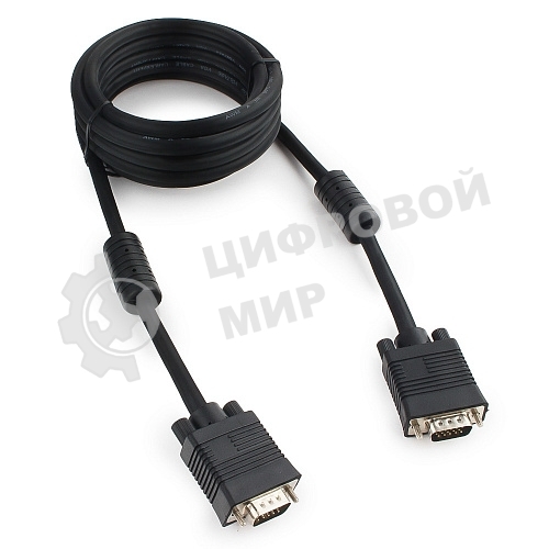 Кабель VGA Premium Cablexpert CC-PPVGA-10-B, 15M/15M, 3.0м, черный, тройной экран, феррит.кольца, пакет