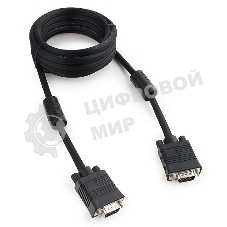 Кабель VGA Premium Cablexpert CC-PPVGA-10-B, 15M/15M, 3.0м, черный, тройной экран, феррит.кольца, пакет