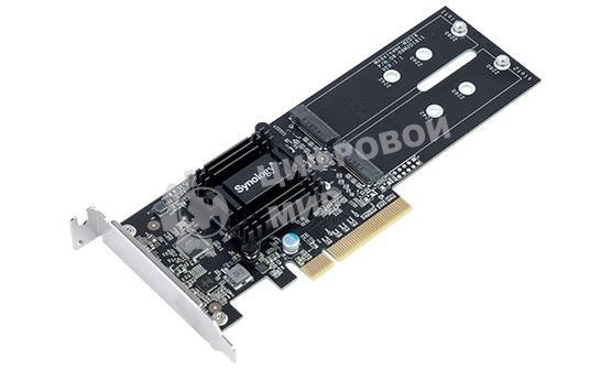 Адаптер Synology M.2 SSD-Sata, LP PCIe 2.0x8 (for DS1517+, DS1817+, DS3018xs, FS1018, RS1219+, for all xs/xs+ models) up to 2xSSD M.2 SATA