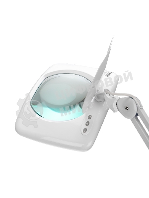 Лупа на струбцине Rexant, квадратная, 5D, с подсветкой 60 SMD LED, сенсорный регулятор яркости, белая