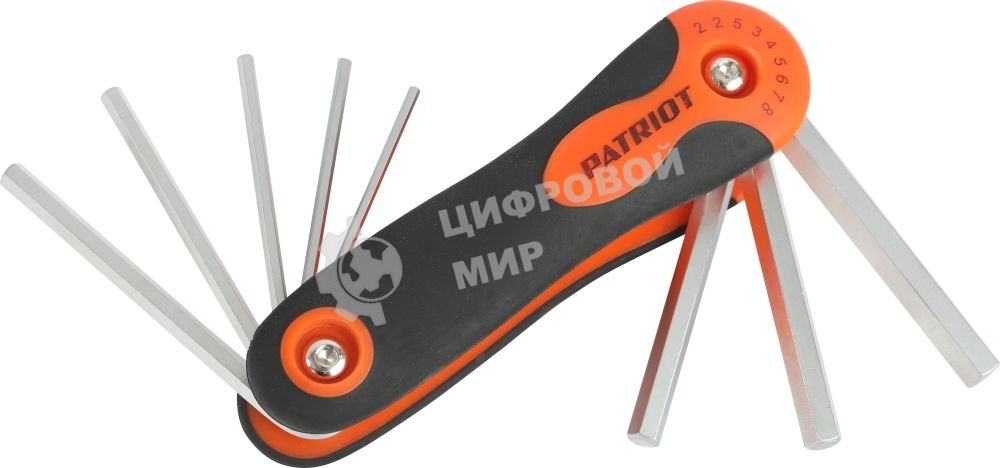 Набор ключей PATRIOT SKH-8F, шестигранные складные, 2-2.5-3-4-5-6-7-8мм, CRV, 8-в-1