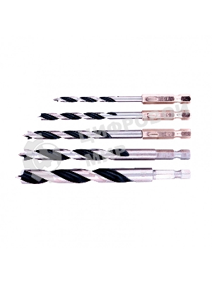 Набор сверл Matrix по дереву, 4-5-6-8-10 мм 5шт шестигран, хвостовик, пластиковый