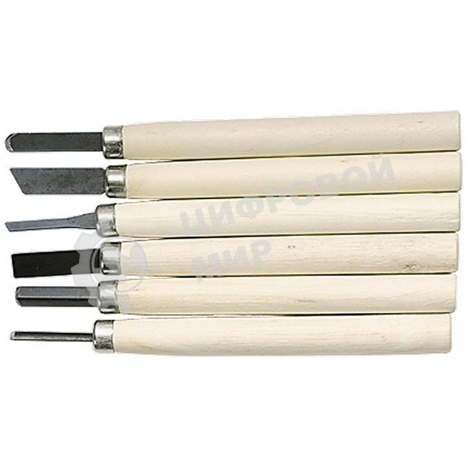 Набор резцов по дереву Sparta деревянные рукоятки, 6 шт.