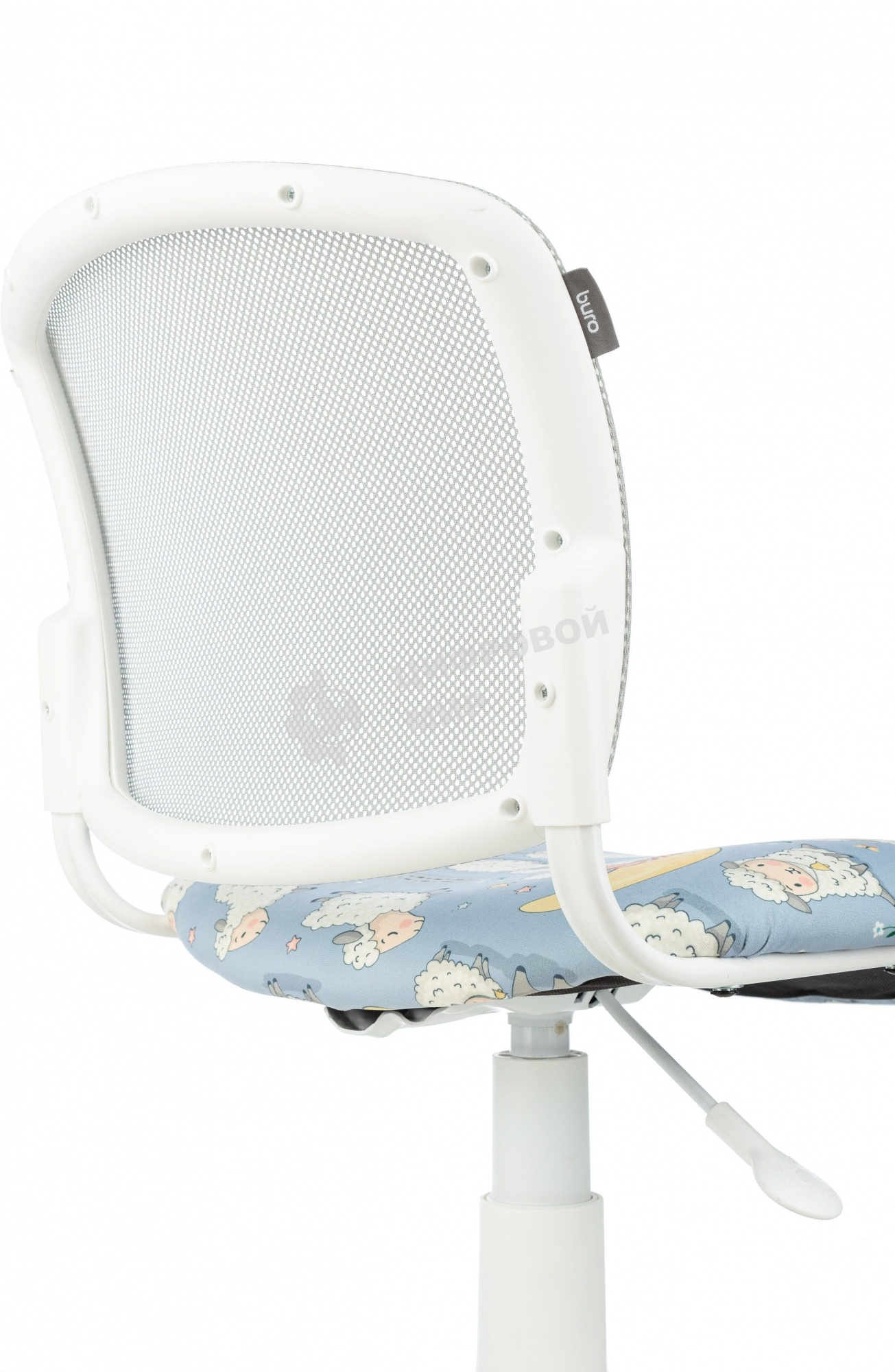 Кресло детское Бюрократ CH-W296NX TW-02 светло-серый овечки, сетка/ткань, крестов. пластик, пластик белый