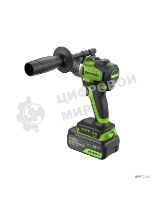 Дрель-шуруповерт аккумуляторная Greenworks GD24DD90 24V, 90 Нм, бесщеточная, 45/90Нм,1х4Ач,ЗУ,кор 3707507CUB