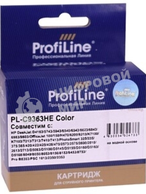 Картридж струйный ProfiLine PL-C9363HE №134 для принтеров HP PS325/375/2613/2713/8153/8453/7103 Color водные
